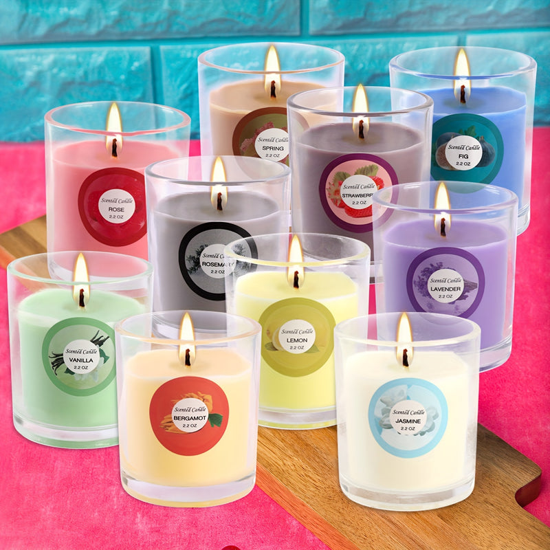 20 Colorful Glass Cups with Aromatherapy Candles and Long-Lasting Fragrance for Hand Gifts