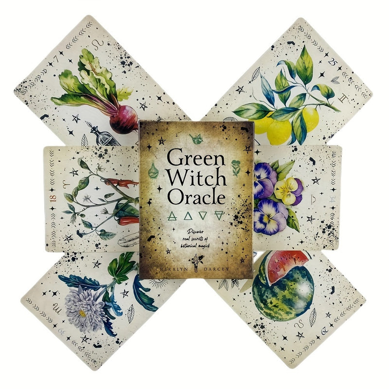 Green Witch Oracle Cards – Fortune Telling Tarot Card Game for Fun, Family Entertainment – 42 Card Set