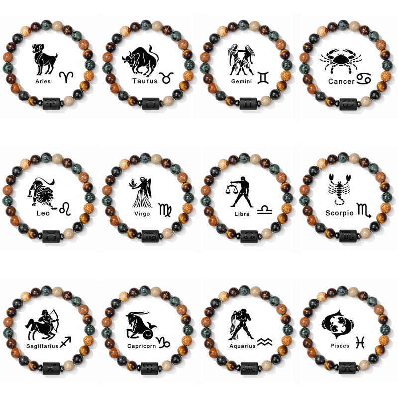 1pc Unique Zodiac Sign Link Bracelet for Men and Women - Adjustable Cancer, Virgo, Leo, Libra Bangle