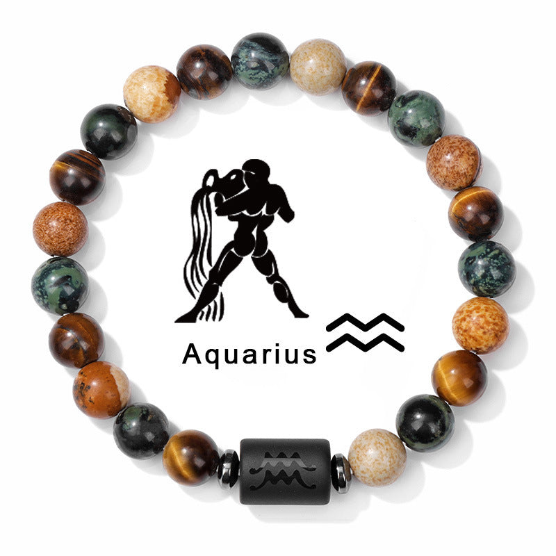 1pc Unique Zodiac Sign Link Bracelet for Men and Women - Adjustable Cancer, Virgo, Leo, Libra Bangle