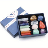 14PCS Natural Stone Set - 7 Chakra Reiki Healing Gemstones for Balance  Decoration