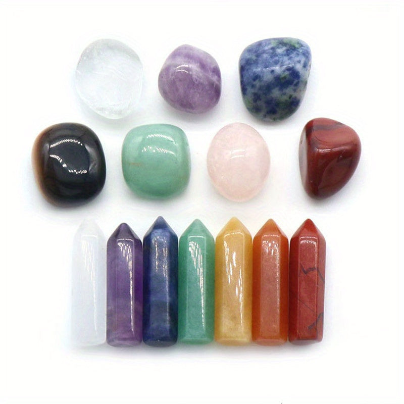 14PCS Natural Stone Set - 7 Chakra Reiki Healing Gemstones for Balance  Decoration