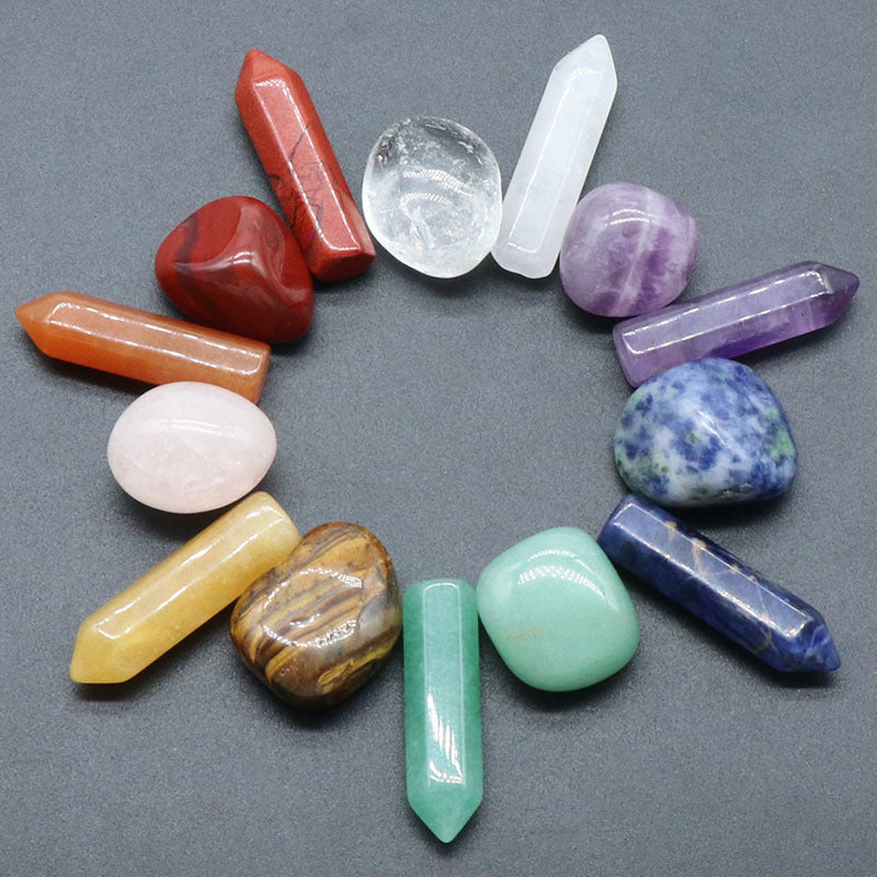 14PCS Natural Stone Set - 7 Chakra Reiki Healing Gemstones for Balance  Decoration