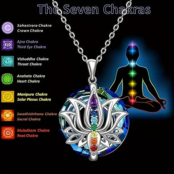 7 Chakras Lotus Pendant Necklace – Yoga-Inspired Jewelry for Mind-Body-Spirit Harmony