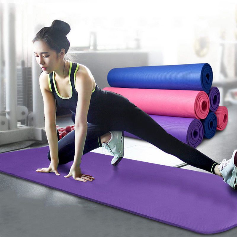 Purple EVA Yoga Mat with Strap – Thick, Durable, and Non-Slip