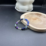 Handmade Natural Lapis Lazuli, Iron Ore, and Synthetic Crystal Bracelet – For Wealth, Courage, and Stress Relief