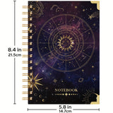 240 Pages 3 Pack A5 Spiral Journal Notebook, Hardcover Astrology Cover, 100GSM Thick Paper, Lined Dotted Graph Paper, 5.8 X 8.4 In, Gifts For Women Girls