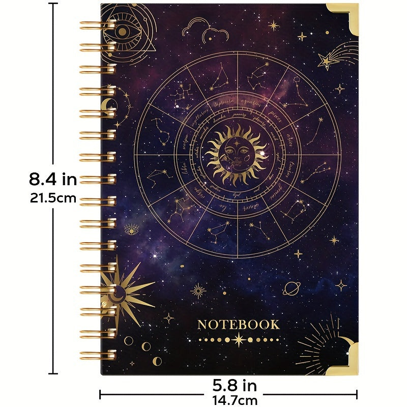 240 Pages 3 Pack A5 Spiral Journal Notebook, Hardcover Astrology Cover, 100GSM Thick Paper, Lined Dotted Graph Paper, 5.8 X 8.4 In, Gifts For Women Girls