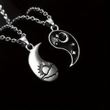 2pcs Dragon Tai Chi BFF Necklace Set – Yin Yang Moon Sun