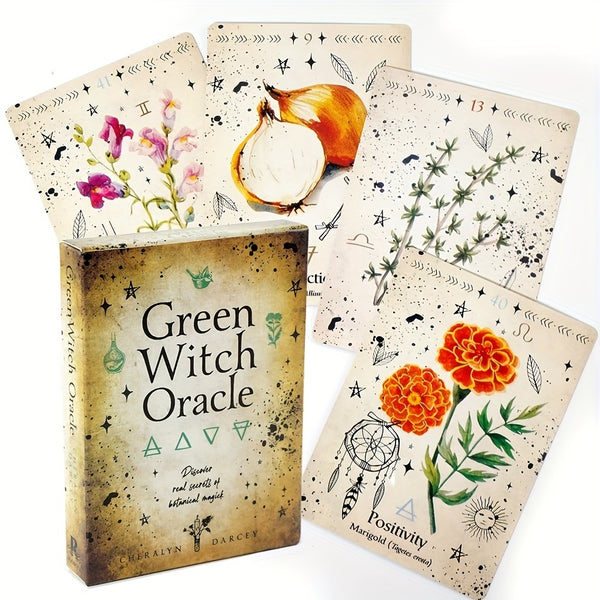 Green Witch Oracle Cards - 42 Card Fortune Telling Tarot Deck for Fun, Family Parties, and Entertainment