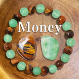 Money Bracelet With Green Aventurine Stone Tiger Eye Stone