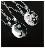 2pcs Dragon Tai Chi BFF Necklace Set – Yin Yang Moon Sun