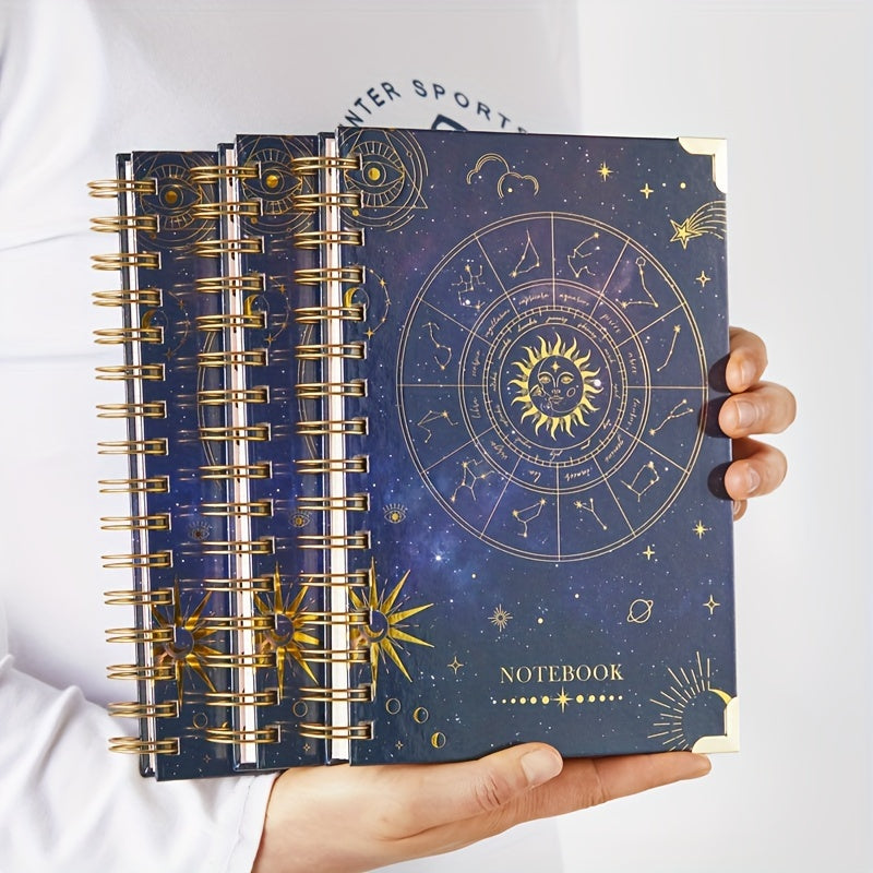 240 Pages 3 Pack A5 Spiral Journal Notebook, Hardcover Astrology Cover, 100GSM Thick Paper, Lined Dotted Graph Paper, 5.8 X 8.4 In, Gifts For Women Girls