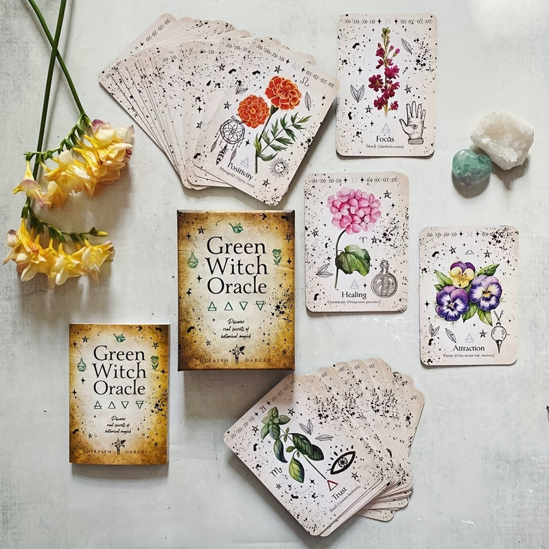 Green Witch Oracle Cards - 42 Card Fortune Telling Tarot Deck for Fun, Family Parties, and Entertainment