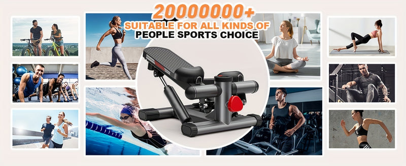 Compact Hydraulic Stepper with Resistance Bands – Home Exercise Machine for Men & Women | 350-400 lb Capacity | Calorie Counter | Ideal Christmas Gift | Pre-Black Friday Deals**