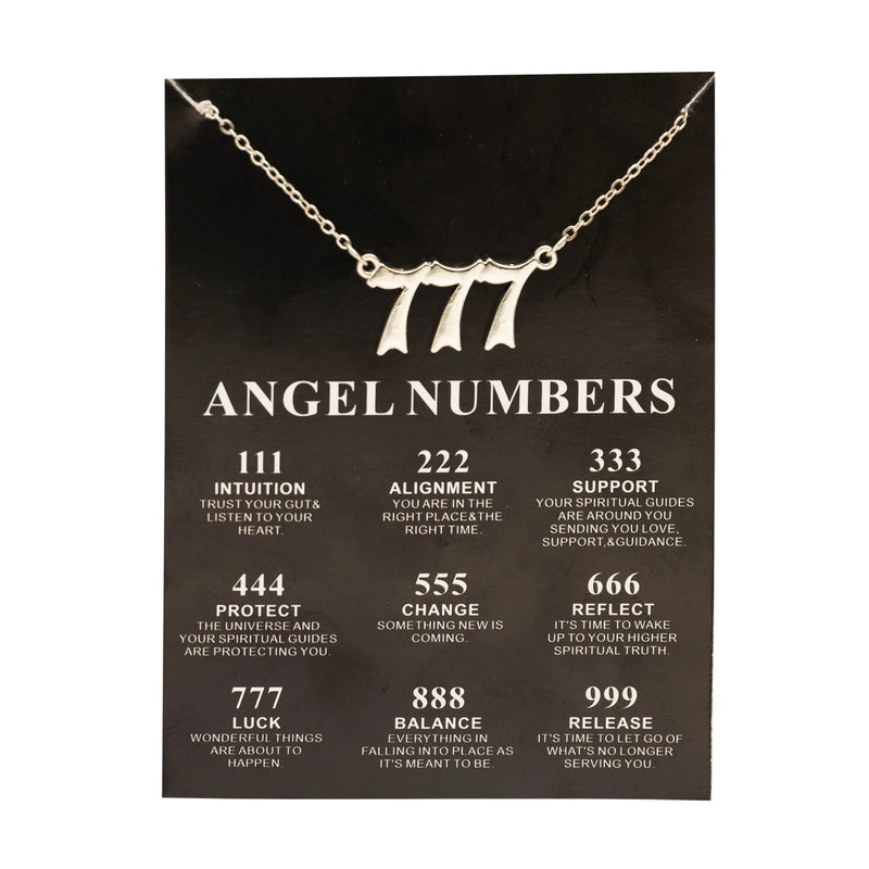 New Trendy Fashion Alloy Gold Color Lucky Angel Numbers Wish 777 Pendant Necklace for Women Girl Gift Birthday Jewelry Dropship