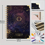 240 Pages 3 Pack A5 Spiral Journal Notebook, Hardcover Astrology Cover, 100GSM Thick Paper, Lined Dotted Graph Paper, 5.8 X 8.4 In, Gifts For Women Girls