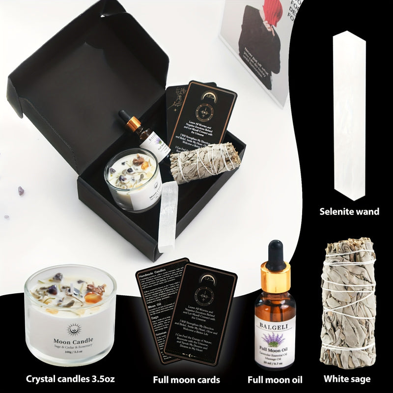 Crystal Spiritual Self-Care Energy Gift Set – Chakra Meditation Accessories; Cleansing Kit