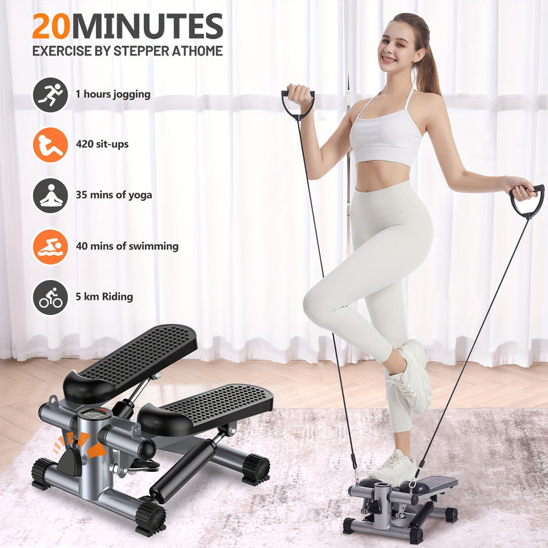 Compact Hydraulic Stepper with Resistance Bands – Home Exercise Machine for Men & Women | 350-400 lb Capacity | Calorie Counter | Ideal Christmas Gift | Pre-Black Friday Deals**