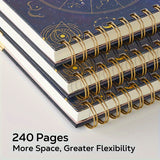 240 Pages 3 Pack A5 Spiral Journal Notebook, Hardcover Astrology Cover, 100GSM Thick Paper, Lined Dotted Graph Paper, 5.8 X 8.4 In, Gifts For Women Girls