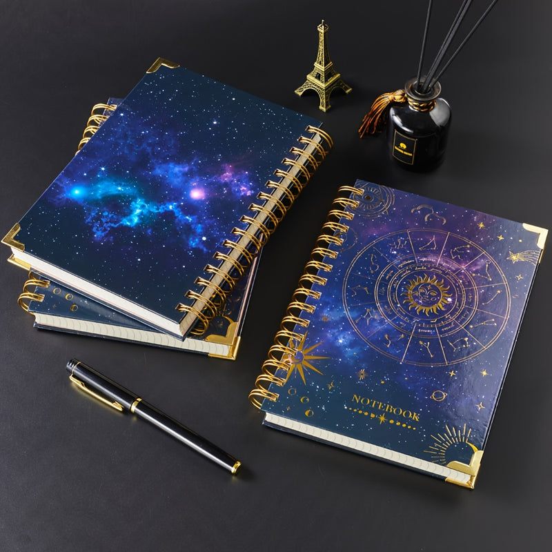 240 Pages 3 Pack A5 Spiral Journal Notebook, Hardcover Astrology Cover, 100GSM Thick Paper, Lined Dotted Graph Paper, 5.8 X 8.4 In, Gifts For Women Girls