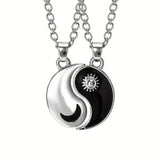 2pcs Dragon Tai Chi BFF Necklace Set – Yin Yang Moon Sun