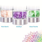 Crystal Infused Water Bottle – Glass Beverage Container with Amethyst, Rose Quartz & Green Fluorite