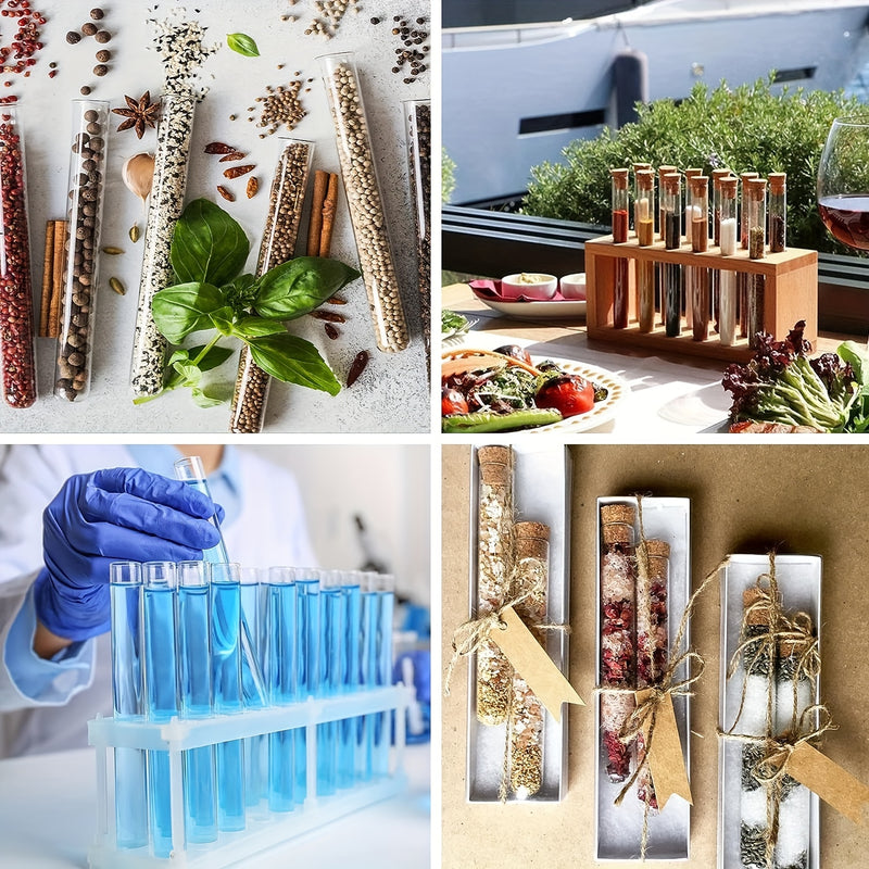 30pcs Clear Plastic Test Tubes with Cork Stoppers - Leak-Proof Containers for Plants, Bath Salts, Party Decorations - Reusable, Durable, and Easy to Clean