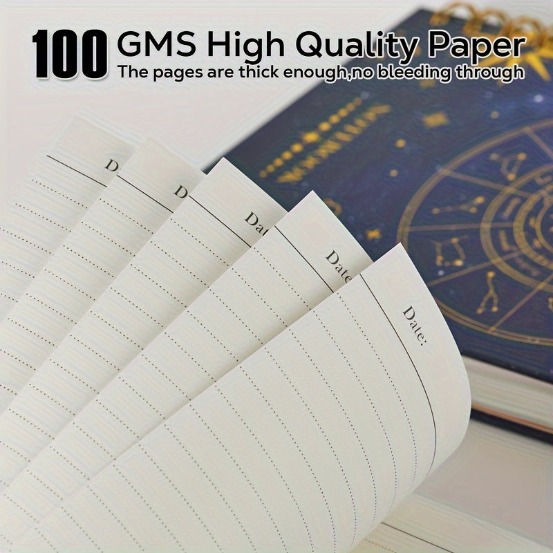 240 Pages 3 Pack A5 Spiral Journal Notebook, Hardcover Astrology Cover, 100GSM Thick Paper, Lined Dotted Graph Paper, 5.8 X 8.4 In, Gifts For Women Girls